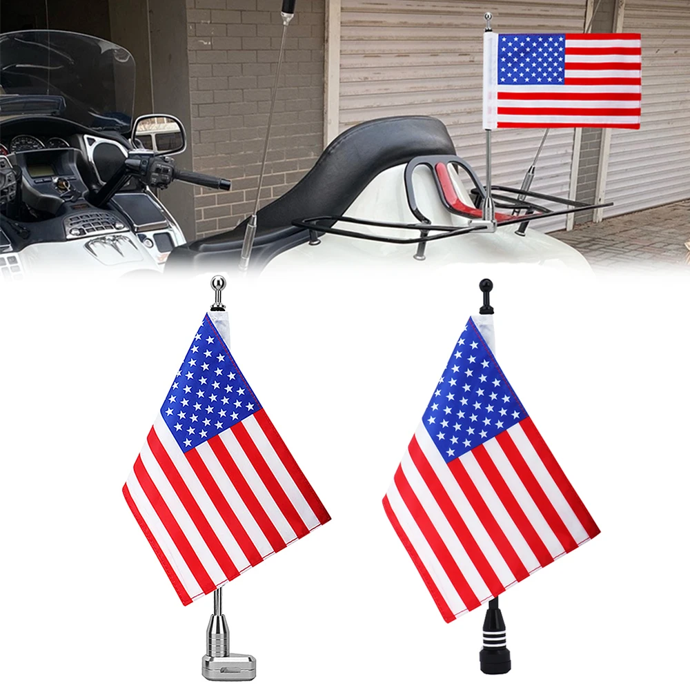 

Motorcycle Flag Pole Rear Side Mount With American Vertical Flag Motocross Accessories Fit For Honda Goldwing GL1800 2001-2011
