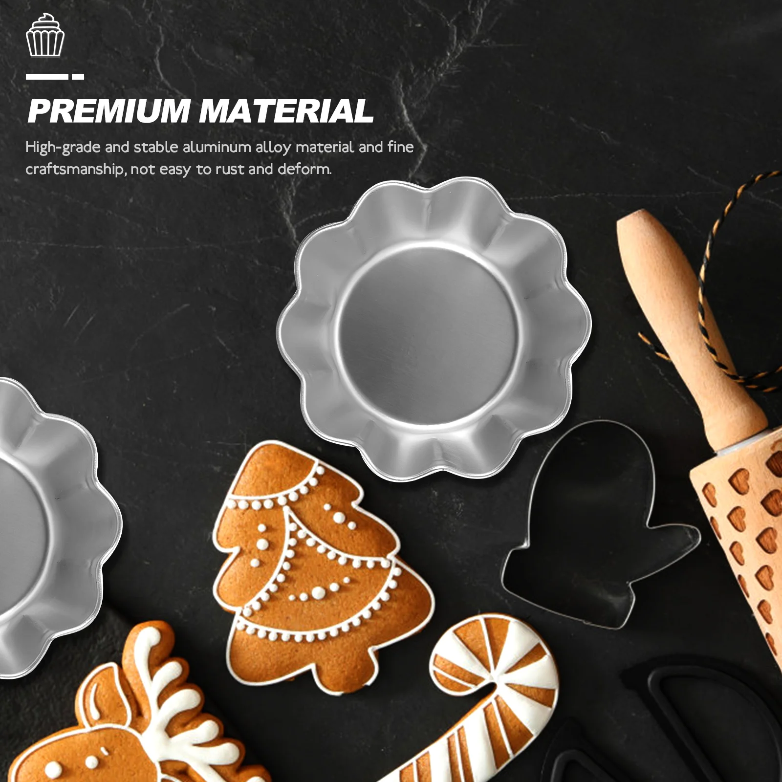6 Pcs Puto Cup Cake Mold Flat Skillet Muffin Cups Biscuit Mini Muffins Aluminum Alloy Pudding Molds for Steaming Chiffon Pan