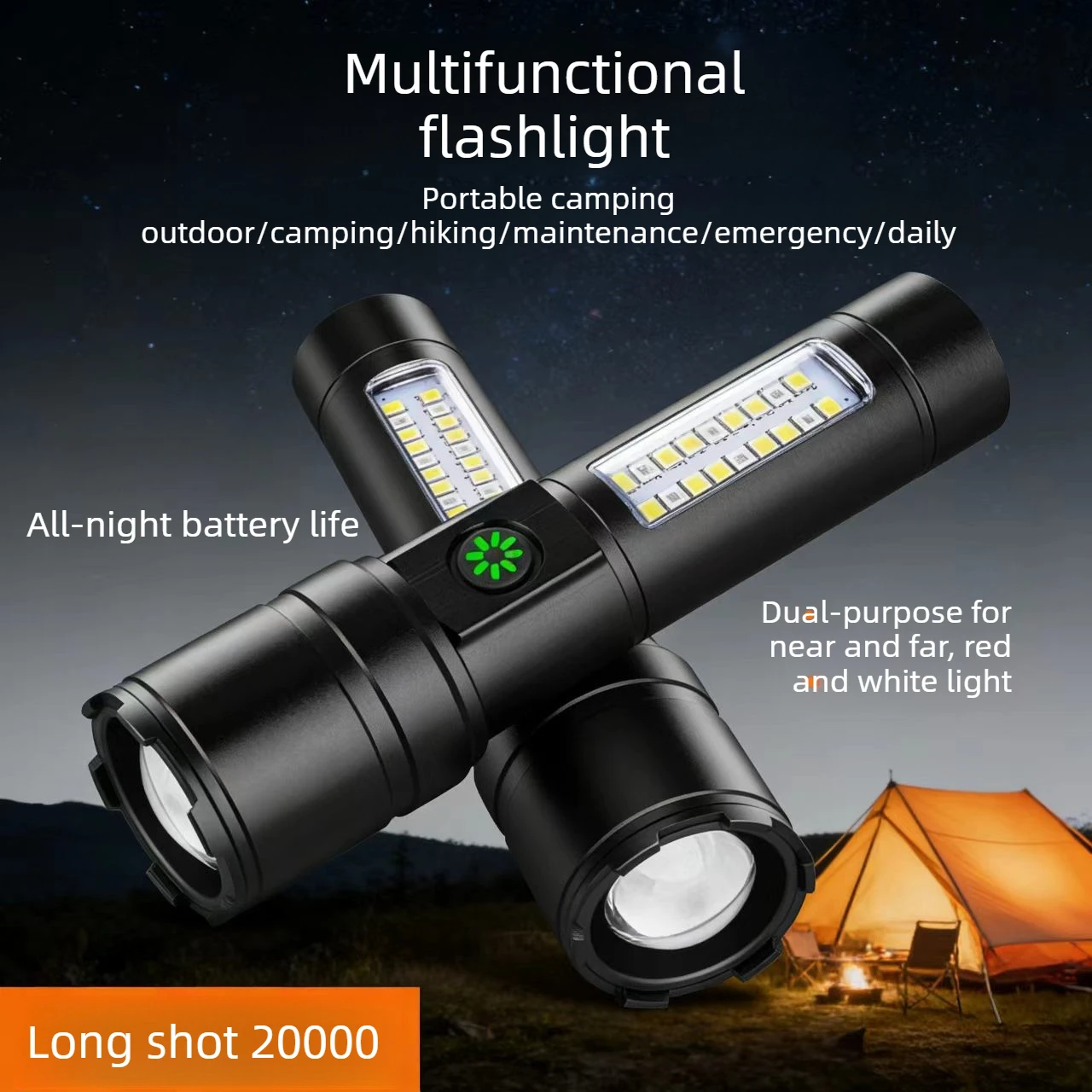 Mini Strong Light Flashlight Multifunctional Outdoor Zoom Portable Rechargeable Emergency Flashlight New Model