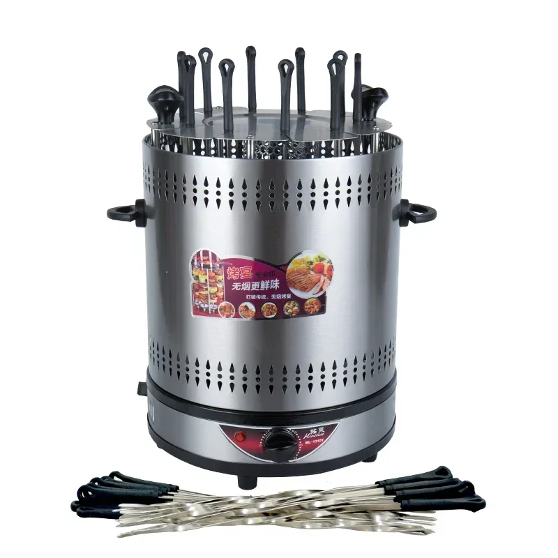 Electric grilling in barbecue oven, smoke-free timing automatic rotation of household indoor grilled mutton skewers