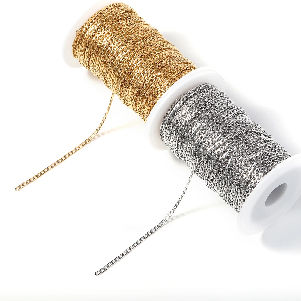 1Meter 2Meters 3-7mm Stainless Steel Cuban Link Cable Chains for DIY Necklace Bracelet Anklet Jewelry Making Accessory view 4