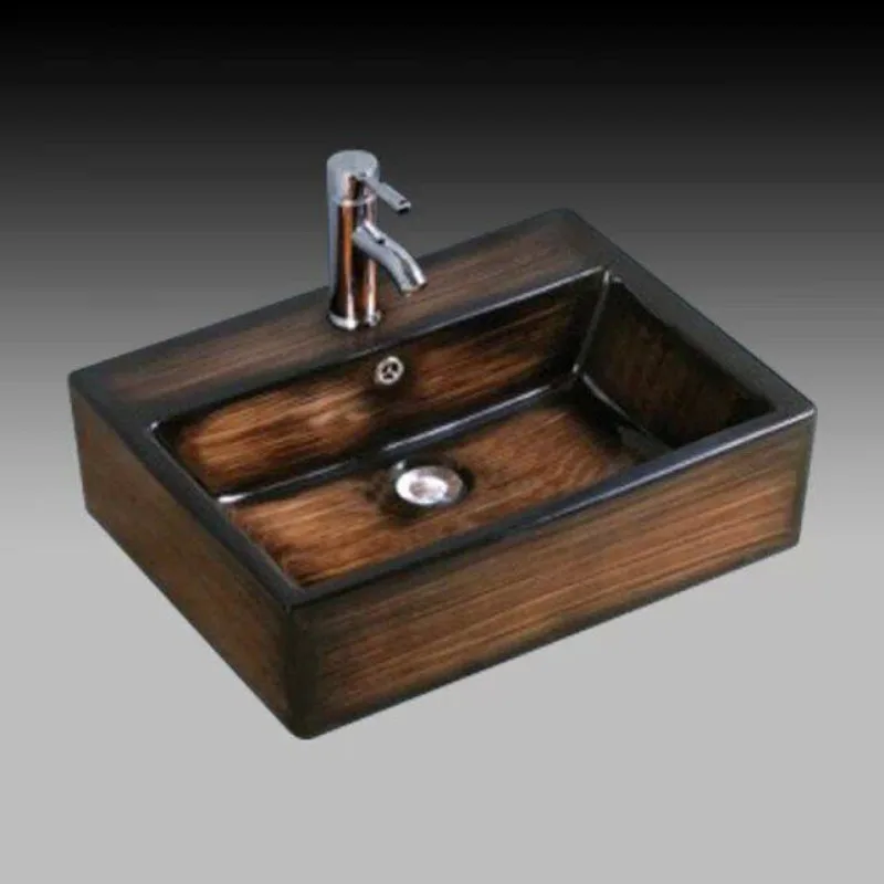 Boutique countertop basin, high-grade wood grain, super bright glaze! Easy to clean, art basin, washbasin, wash basin