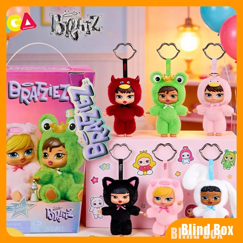 Original Bratz Bratziez Iconz Series Unboxing Plush Pendant Keychain Random Style Mini Dolls Collectible Surprise Blind Box Toy