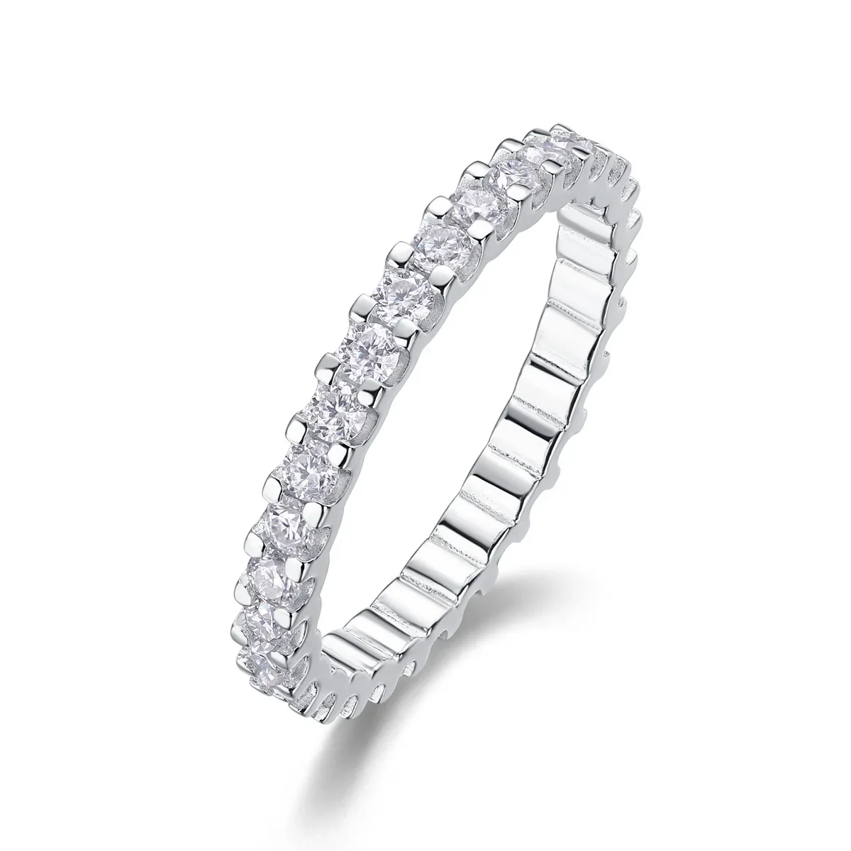 Smyoue 0,9 ct 2 mm Moissanit-Ring für Damen und Herren, volles Enternity-Match, Hochzeits-Diamantband, 100 % 925 massives Silber, stapelbare Ringe