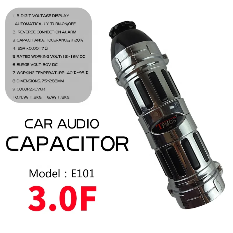 High Quality Aluminum Electrolytic Capacitor for Car Audio TPMOS E101 3.0F