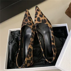 Eilyken Design Style Leopard Print Woman Pumps Sandals Elegant Pointed Toe Thin Low Heels Wedding Party Female Shoes