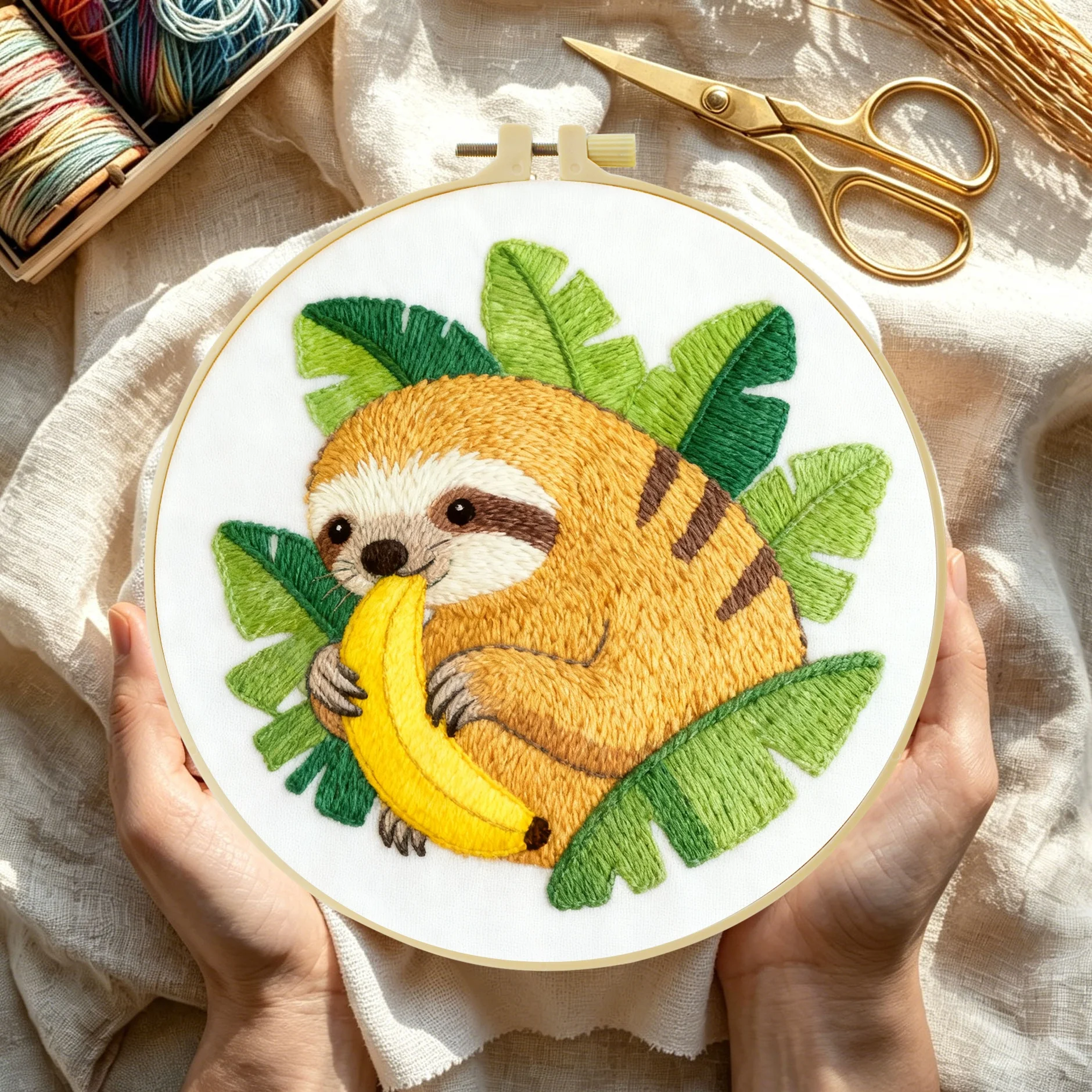 1 Stück DIY Stickerei-Material-Set für Anfänger, Stickerei-Starter-Kit, Kreuzstich-Kunst als Geschenk, Näh- und Bastelzubehör – Detail 4
