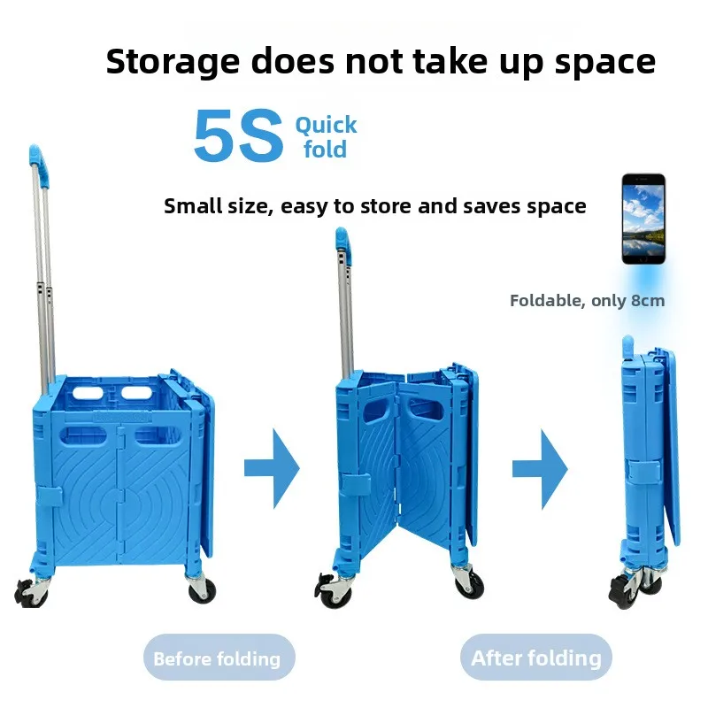 New Folding Shopping Cart Swivel Wheels Multiuse Grocery Camping Street Vendor Stair Climber Delivery Shopping and Storage Cart