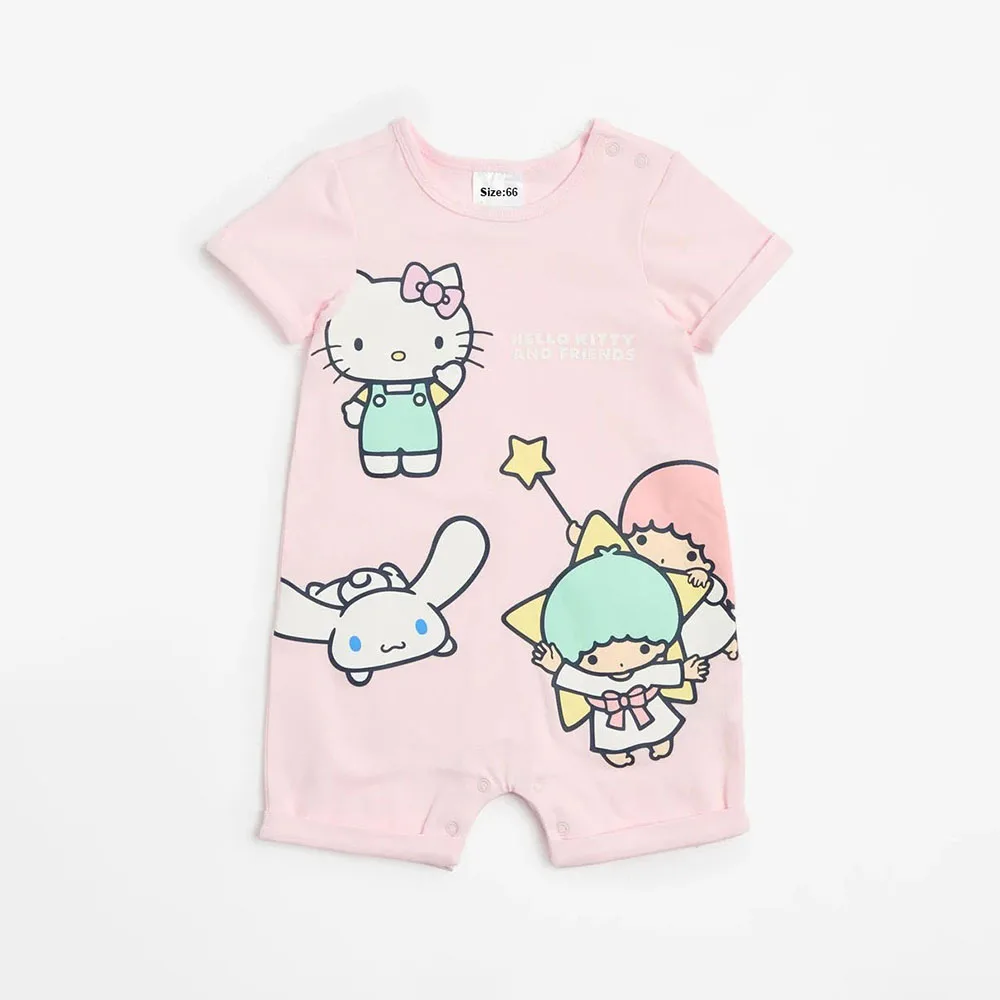

2025 Lovely Hello Kitty Printed Infant Girl Jumpsuits Summer Cotton Cinnamoroll Print Rompers 3-24M Baby Boy Clothes