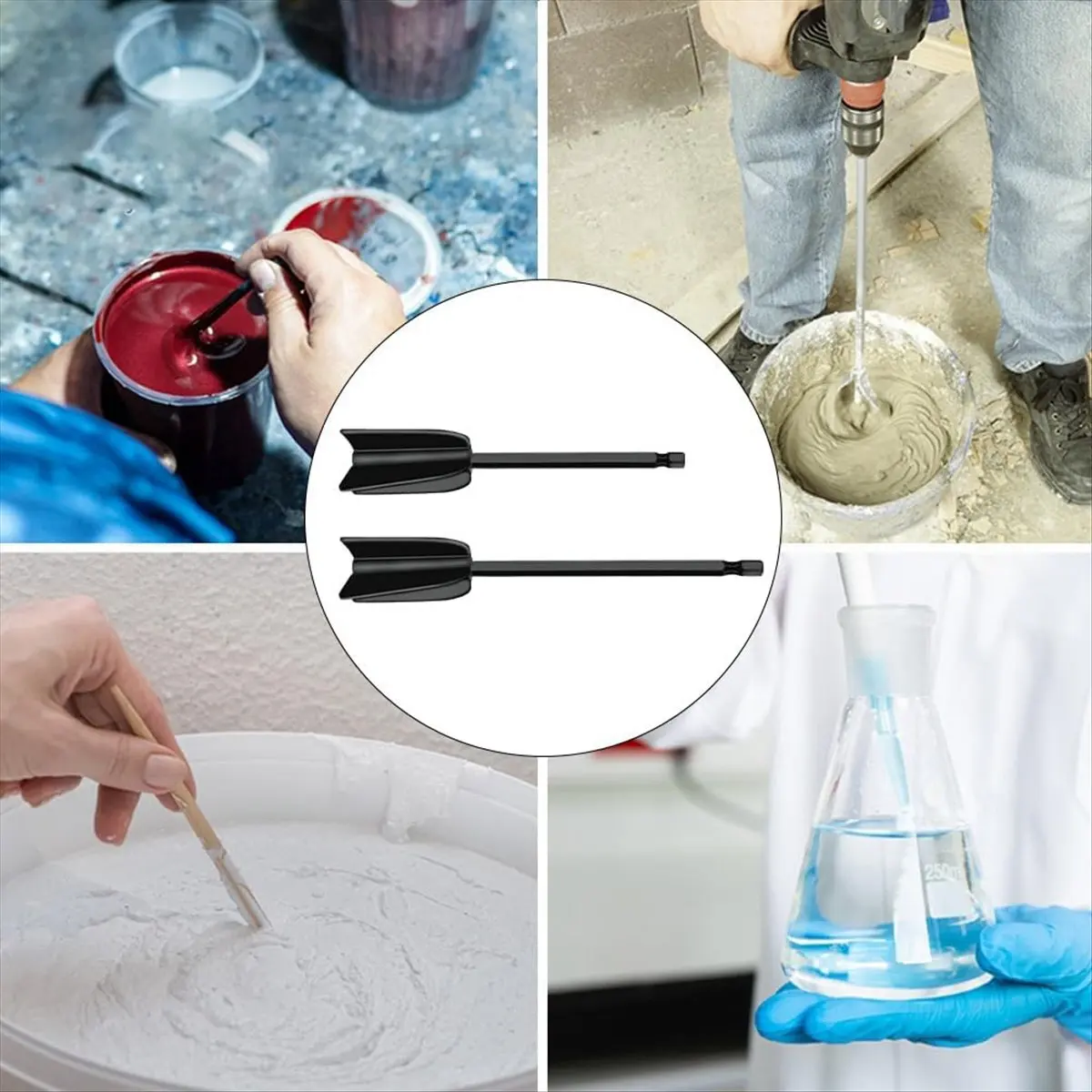DT38 6Pcs Drill Mixer Attachment,Mixer Drill Attachment Resin Mixer Paddles Epoxy Mixer Attachment for Mixing Paint Stirrer