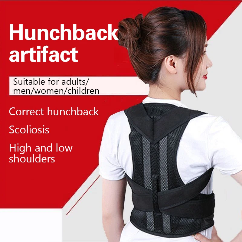 Adjustable Back Support and Posture Corrector – Lumbar Brace with Shoulder and Spine Alignment for Body Reshaping