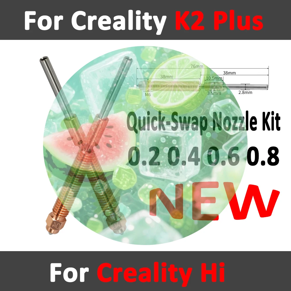 Boquilla nueva para Creality K2 Plus/K2 Hi, Kit de boquillas de intercambio rápido, diseño totalmente metálico para accesorios de impresora 3D Creality K2 Plus