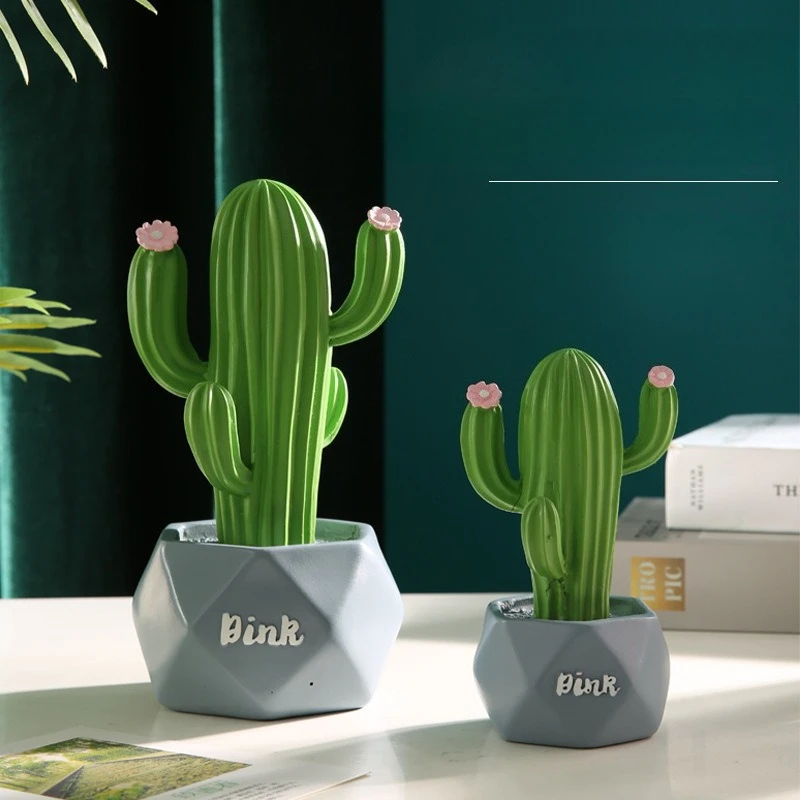 Nordic Cactus Decor Mini Potted Plant Simulation Green Office Home Desktop Ornament Creative Gift