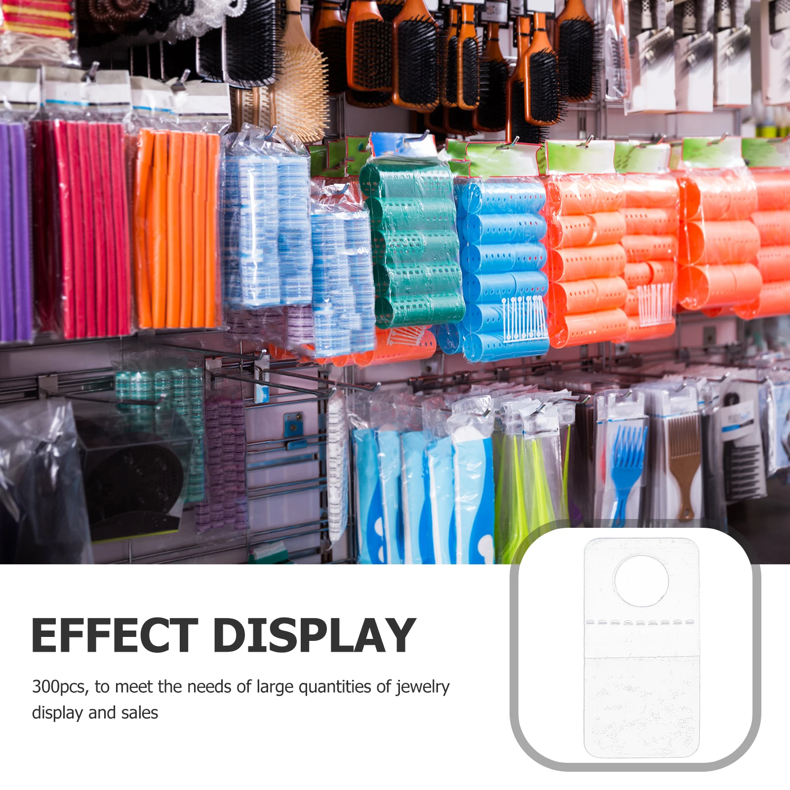 

100pcs Round Hole Hooks Clear Display Hangers Sticky Tabs Self-Adhesive PVC Hanging Tabs for Retail Supermarket Light Items