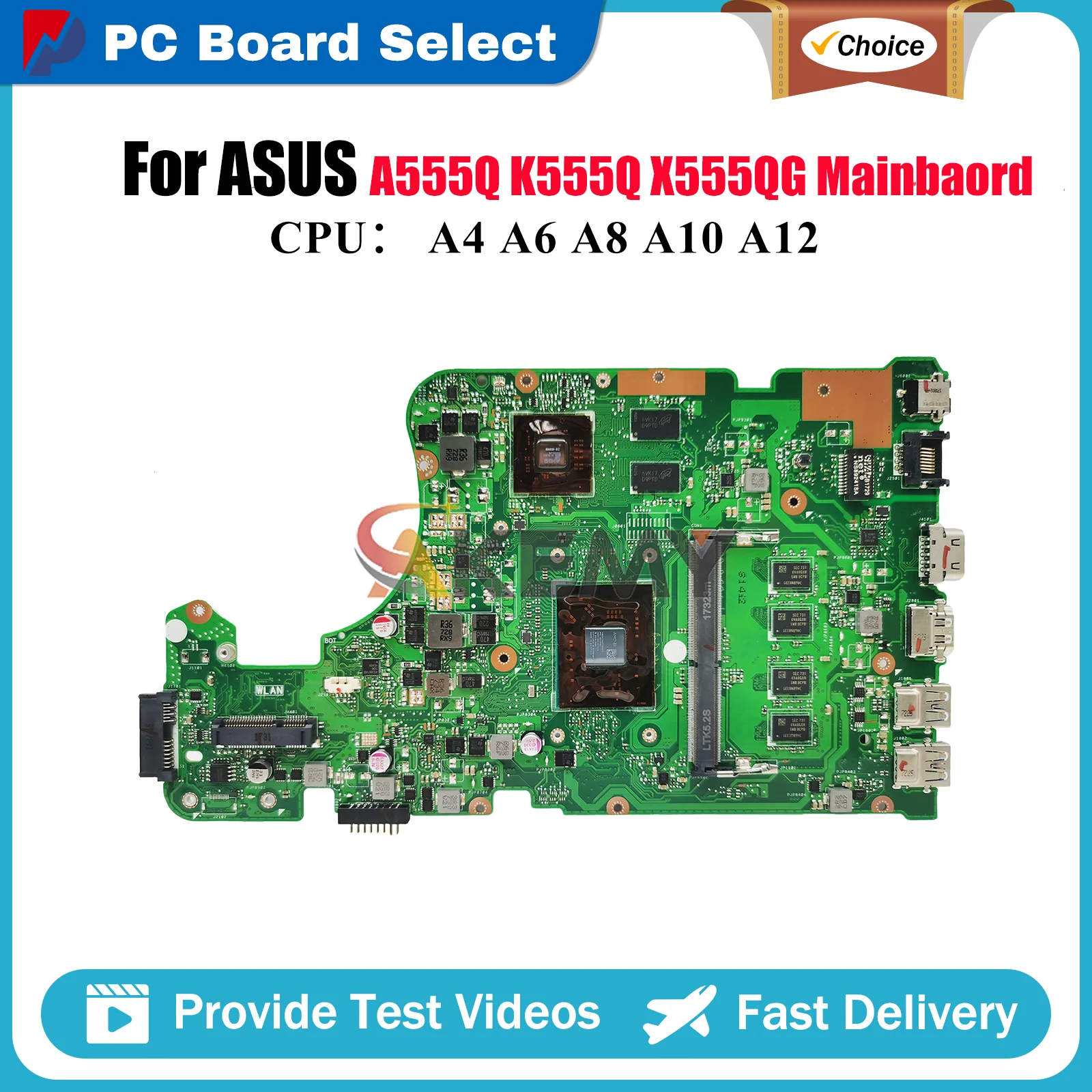 

X555QG Материнская плата для ноутбука ASUS VivoBook K555Q X555QG X555Q A555Q Материнская плата для ноутбука с процессором A4 A6 A8 A10 A12 100% тест в порядке