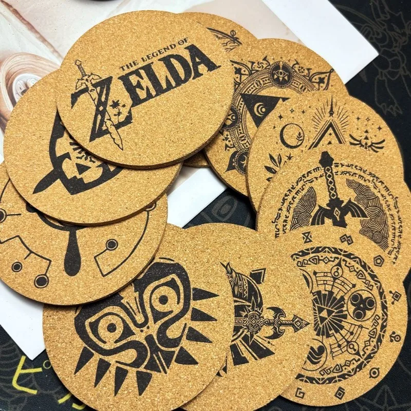 Zelda Coaster Cartoon Anime Round Wooden Mat Coffee Cup Tea Cup Drink Holder Non-slip Cork Coaster DIY Desktop Decorative Gifts view 6