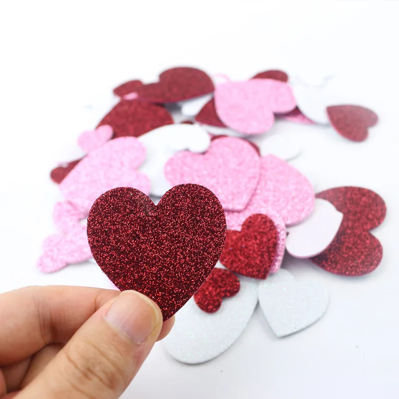 50pcs Foam Glitter Sticker DIY Love Heart Adhesive Sticker for Gift Box Bag Greeting Cards Party Decoration view 6