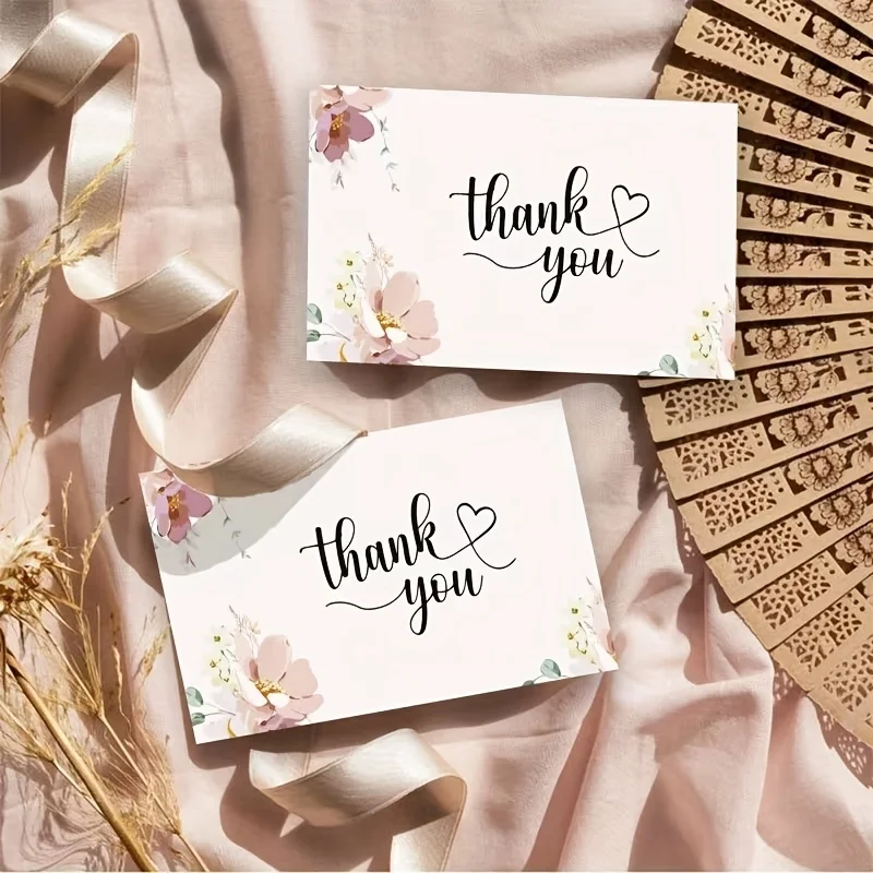 50PCS Simple and Elegant Design Thank-you Cards, Suitable for Business, Parties, Desktop Decoration, Celebrations, Etc