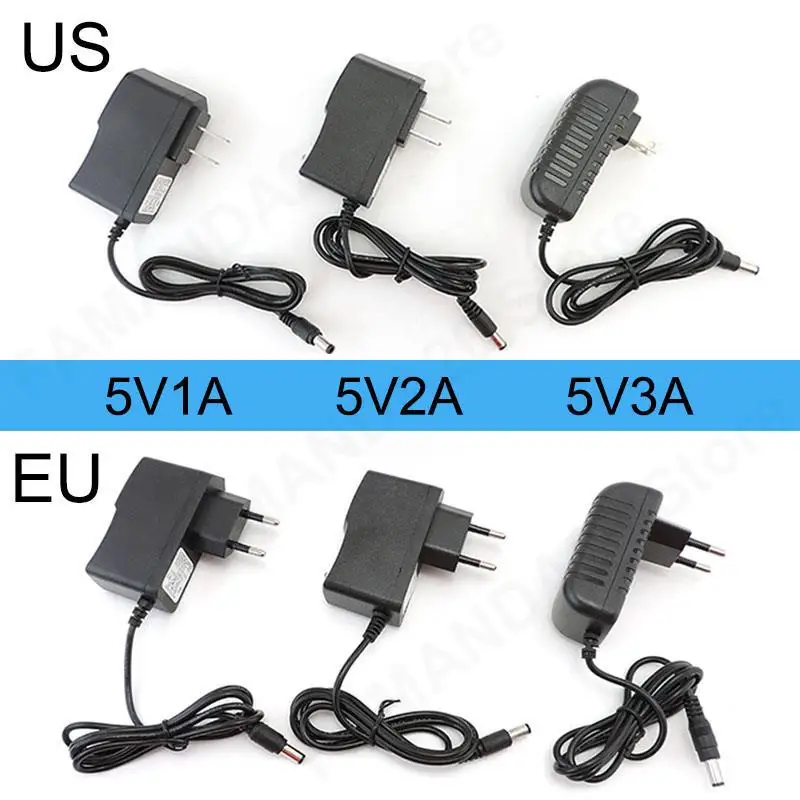 AC 110V 240V to DC 5V 1A 2A 3A 5.5x2.5mm Power Supply Adapter Charger 1000ma 2000ma 3000ma Converter for Strip Light M20