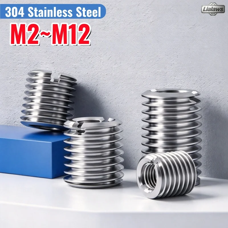304 Stainless Steel Slotted Inside Outside Thread Adapter Nuts M2-M12 Wire Thread Insert Sleeve Conversion Nut