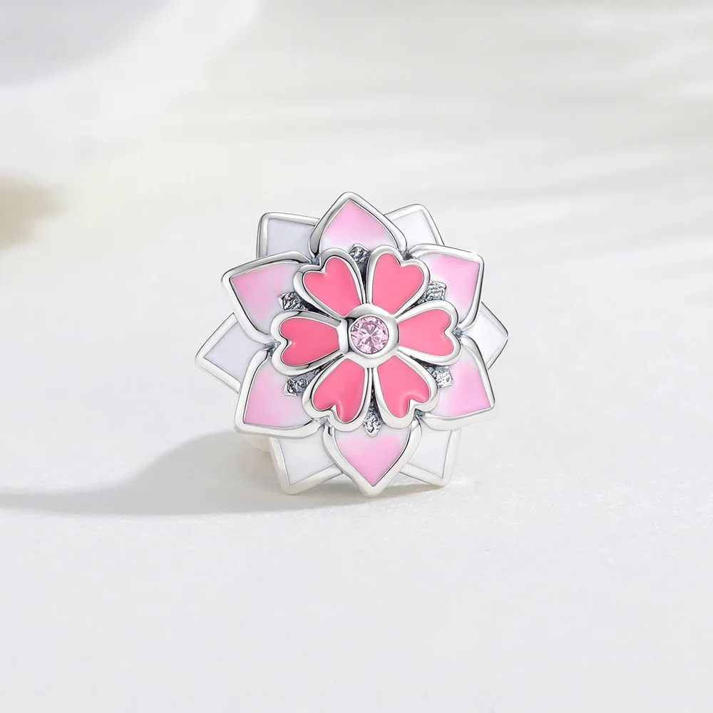 New 925 Sterling Silver Bead Lotus Position Buckle For Women Minimalist Sweet Pendant Trendy Fashion Jewelry Gift Hot Sale