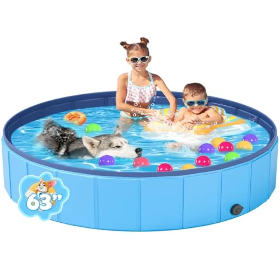 

Portable Collapsible Dog Pool with Hard Plastic Structure for Outdoor Pet Swimming and Bathing Large-Sized 64-Inch Diameter x 1