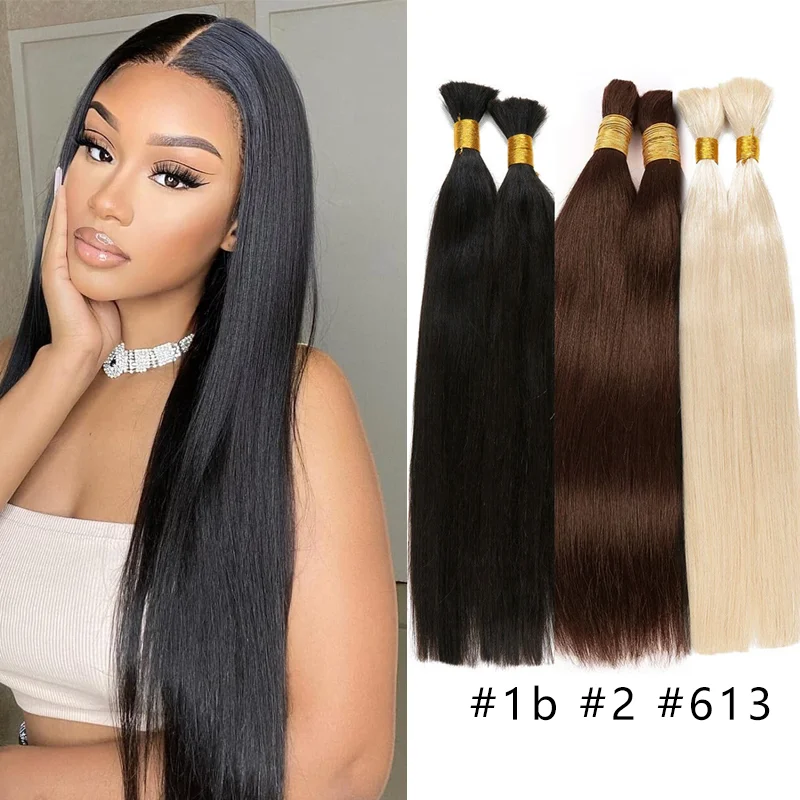 

Straight Bulk Human Hair for Braiding No Weft Micro Braiding Hair Braids Extensions 100% Extensions Bulk Hair