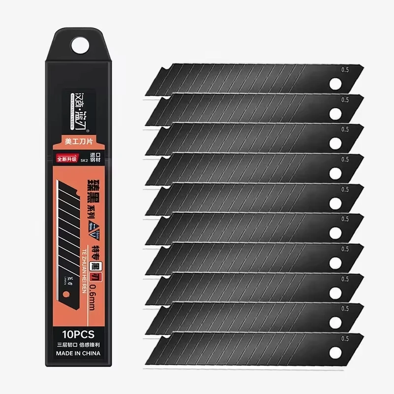 30Pcs Thickness 0.5*18mm Black DIY Tool Carving Blades for Student Office Station Carbon Steel Replace Utility Knife Blade