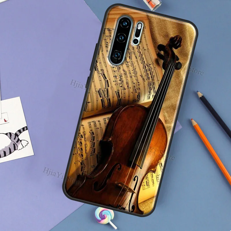 Elegant Violins Bow Sheet Music Case For Huawei P30 Lite P40 P20 Pro P Smart Z 2019 2021 Mate 20 10 Lite TPU Phone Cover