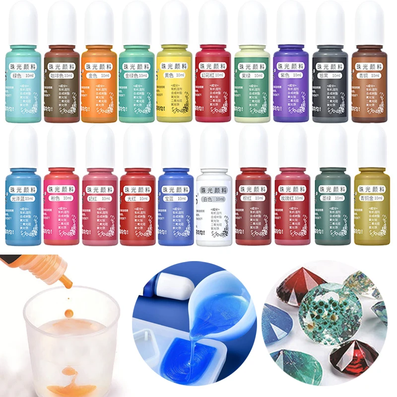 10ml/Bottle Pearl Pigment For Diy Epoxy Uv Resin Mold Liquid Colorant Dye Pearlescent Jewelry Crafts Art Making Supplies 20color