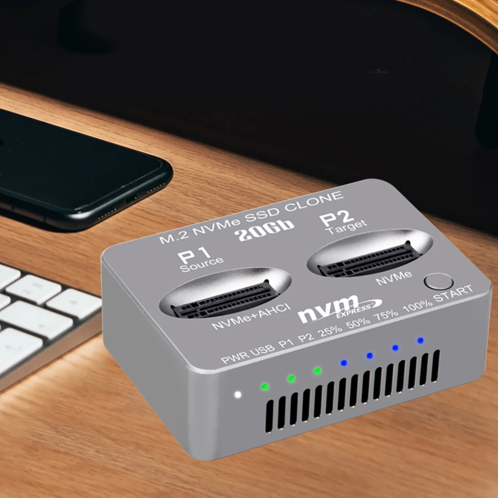 

NVME Docking Station M/B M Key Dual-Bay M.2 NVME SSD Clone Gen2X 20Gbps Solid Disk Case M.2 M.3 NVME PCI-E for M2 SSD M Key SSD