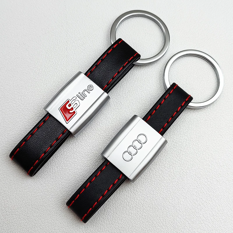 2024 Leather Keyring Luxury S Line Logo Car Keychain For Audi A1 A2 A3 A4 A5 A6 A7 A8 RS S 3 4 5 6 7 Q2 Q3 Q5 Q7 Q8 TT Keychain