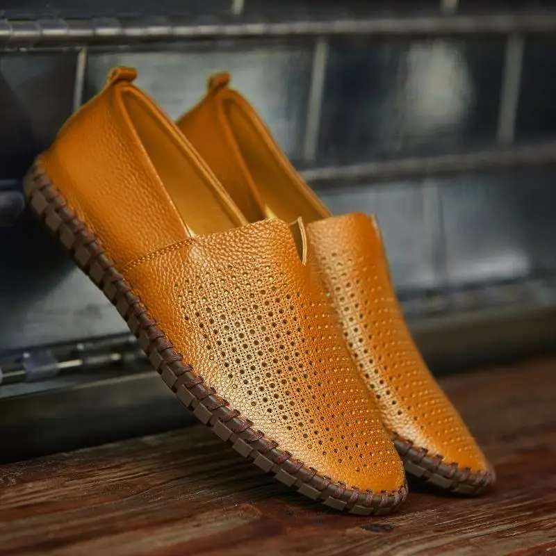 

Men's Shoes Men's Shoes 2024 Summer Hollow Punch Moccasins Slip-on Men's Genuine Leather