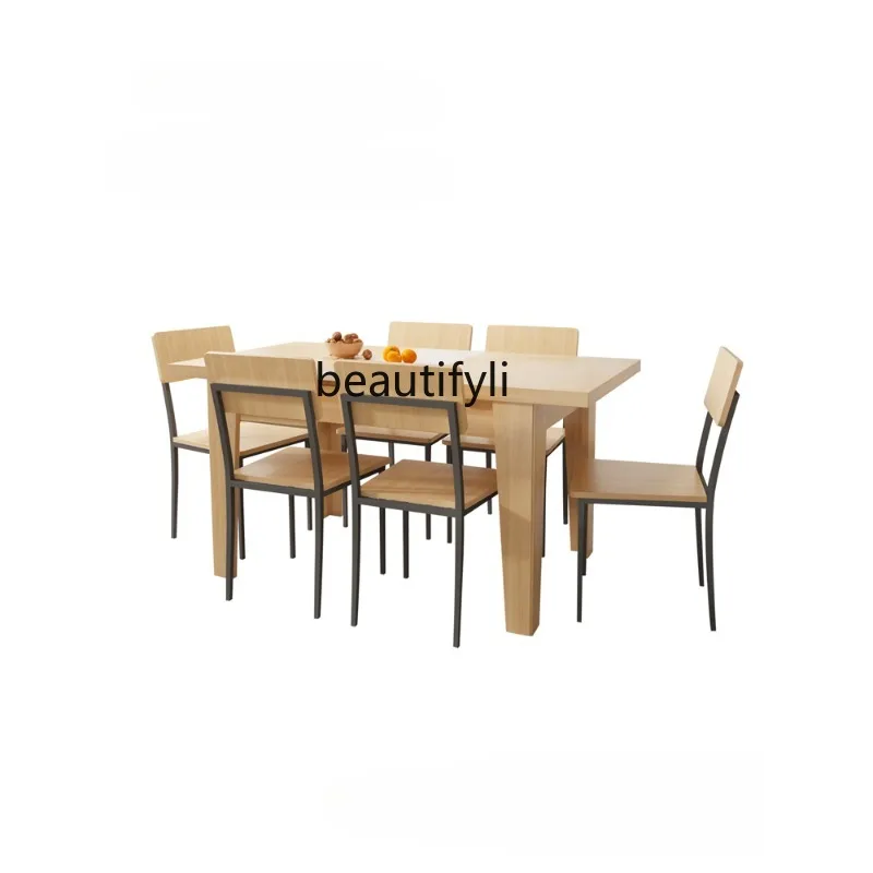 

Nordic Log Style Restaurant Cream Style Tractable Folding Small Apartment Functional Dining Table Combination Furniture