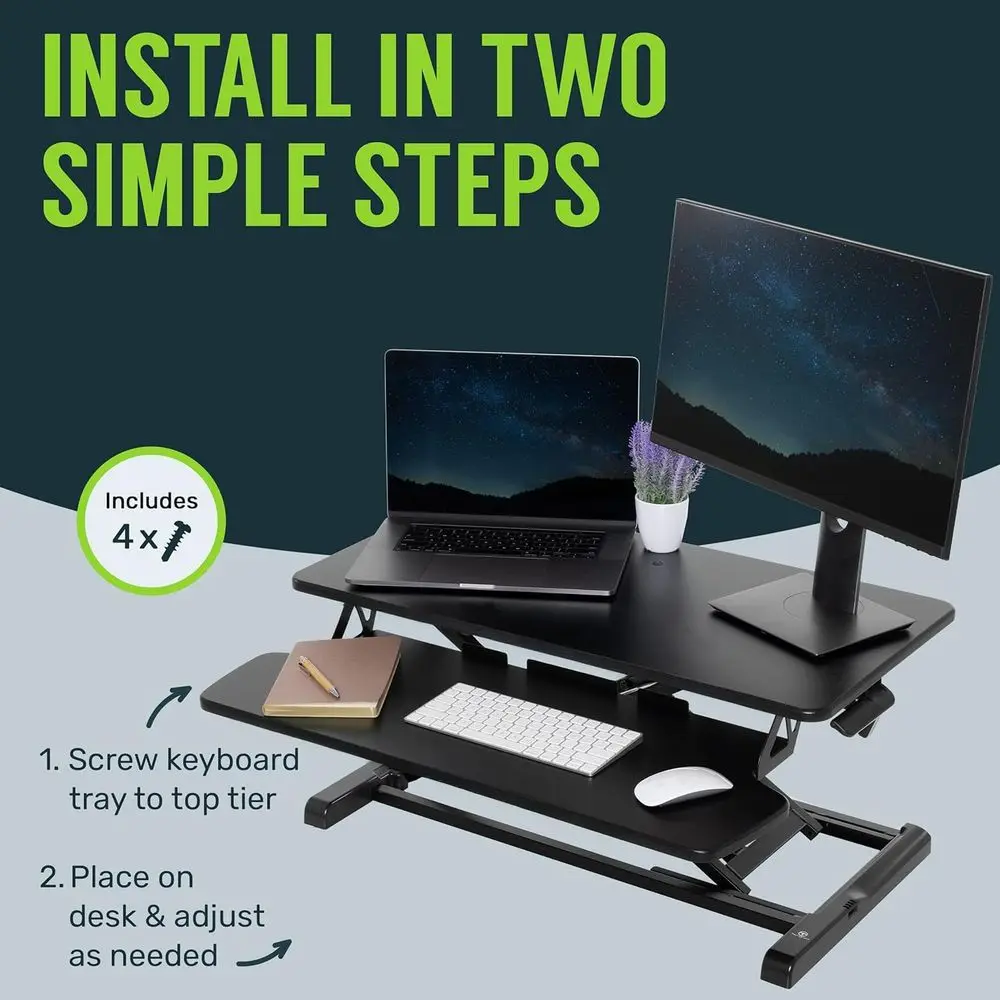 

Standing Desk Converter 42 Inch Adjustable Sit to Stand Desk Workstation, MDF Wood, Ergonomic Desk Riser with Keyboard Tray,