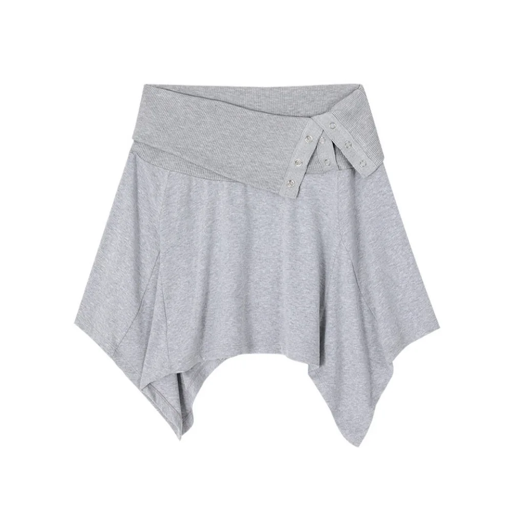 

Extremely simple style ribbed waist irregular asymmetric hem loose and versatile casual skirt for daily wear