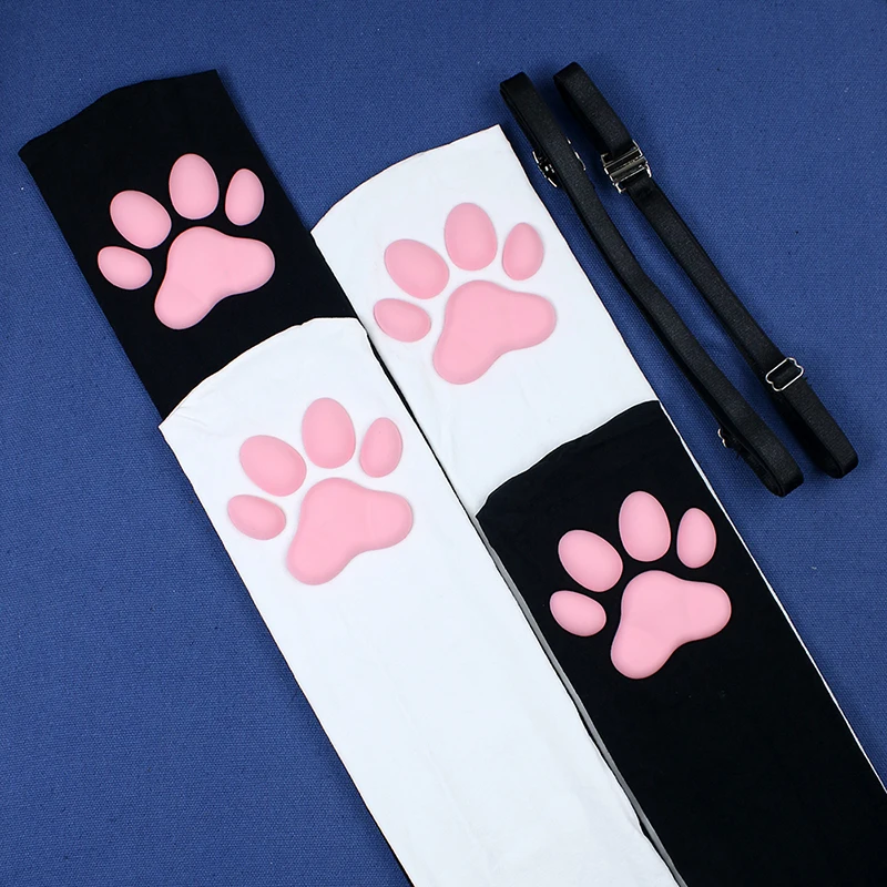 3D cat claw socks cute girl black silk stockings over the knee socks silicone meat mat cat claw socks super elastic 70-240 pound