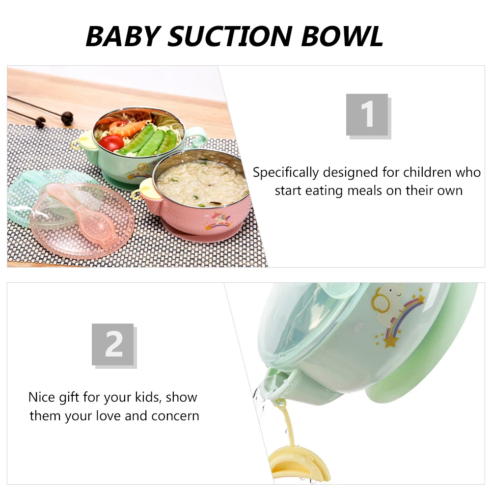 

Baby Suction Bowl Set Toddler Feeding Training Kit Insulated Dishes Beautiful Cartoon Design Easy to Handle for Small Hands
