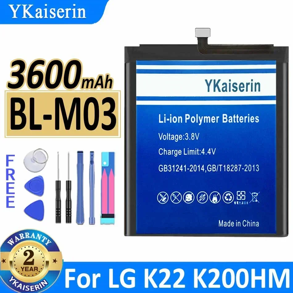 

YKaiserin BL-MO3 BL-M03 Battery For LG K22 K22 Plus K22Plus LMK200Z LMK200E LMK200B LM-K200 Mobile Phone Battery 3600mAh BLM03