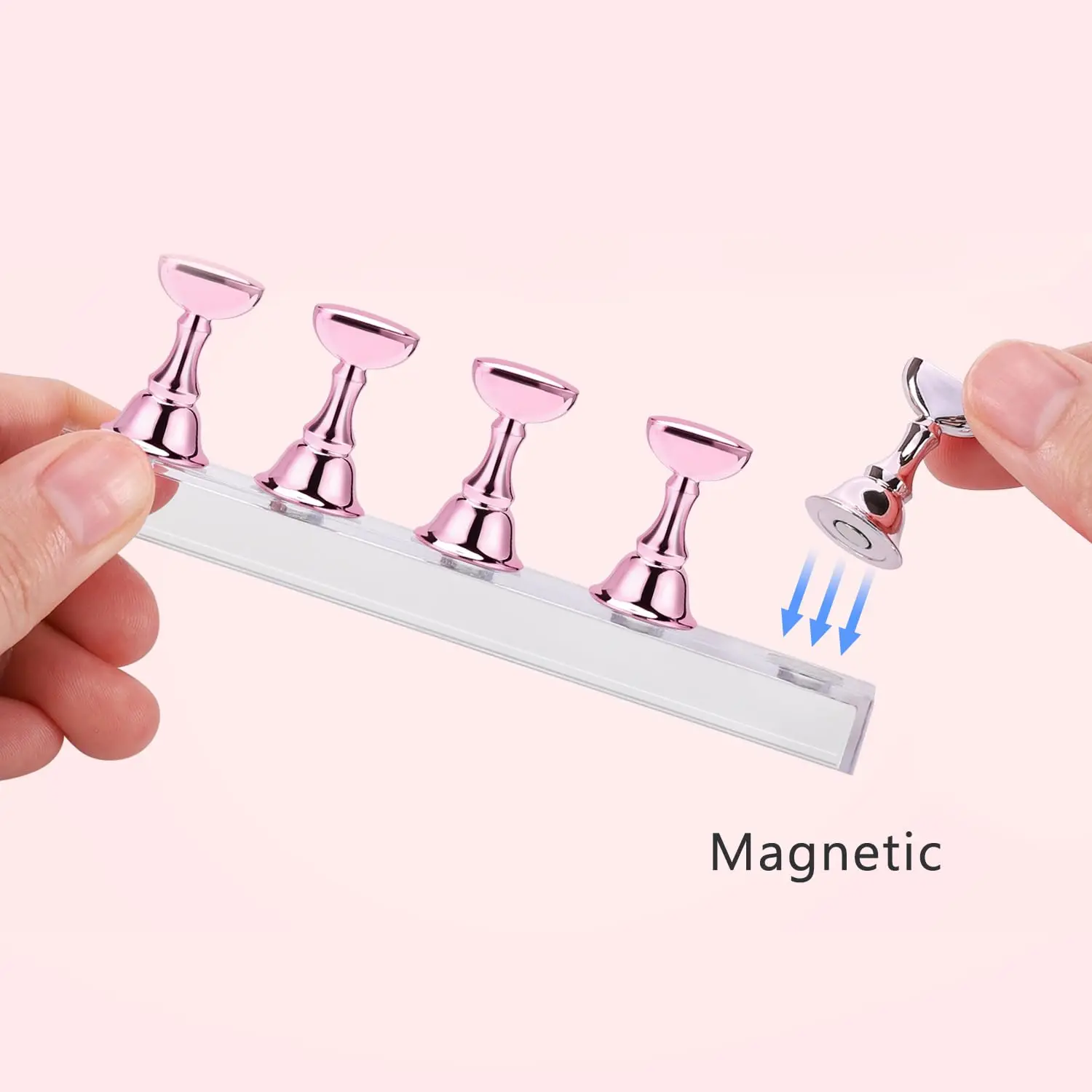 Acrylic Magnetic Nail Stand, Nail Art Practice Display Holder with Double-Sided Tape, DIY Salon Manicure Supply