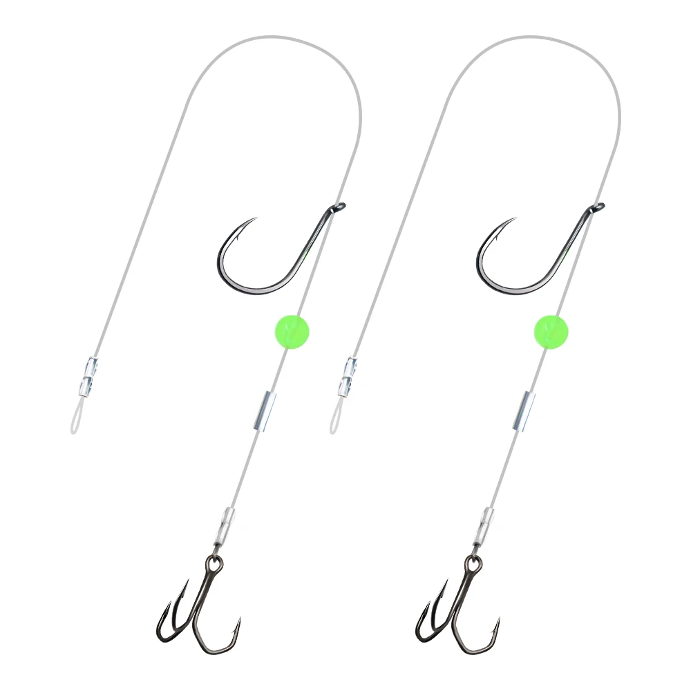 ZYZHE 1/3/5 Stück Angel-Rigs mit Lebendködern, einzelner J-Haken mit Drehhaken, 49-fädiges Stahlseil, Stinger-Rigs für Wels und Schnapper – Detail 7