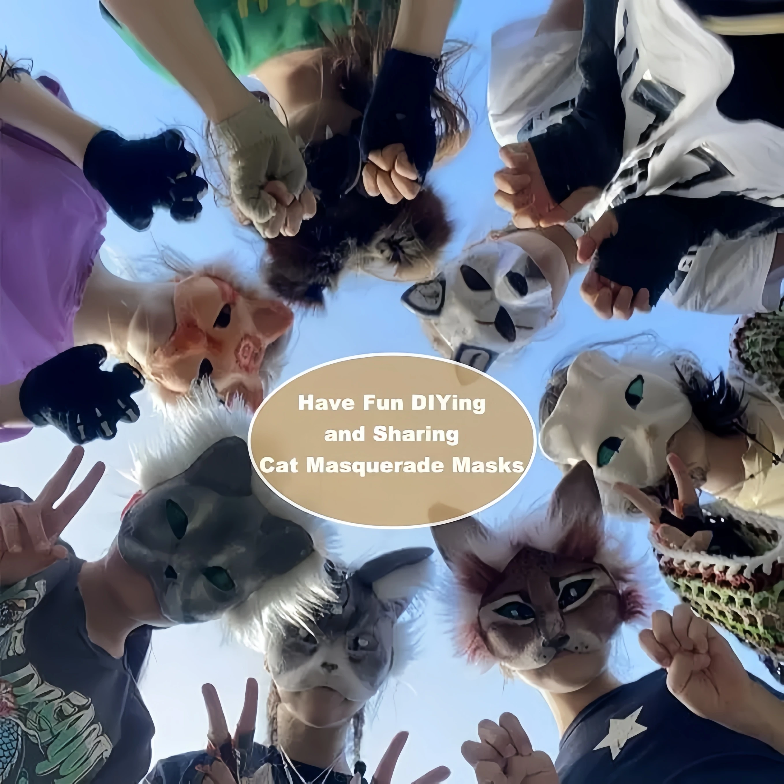 3/6 مجموعة لتقوم بها بنفسك مجموعة قناع Therian نصف الوجه رسمت باليد قناع القط أقنعة ذاتية الصنع قناع القط الأبيض الفارغ لحفلة تنكرية كرنفال