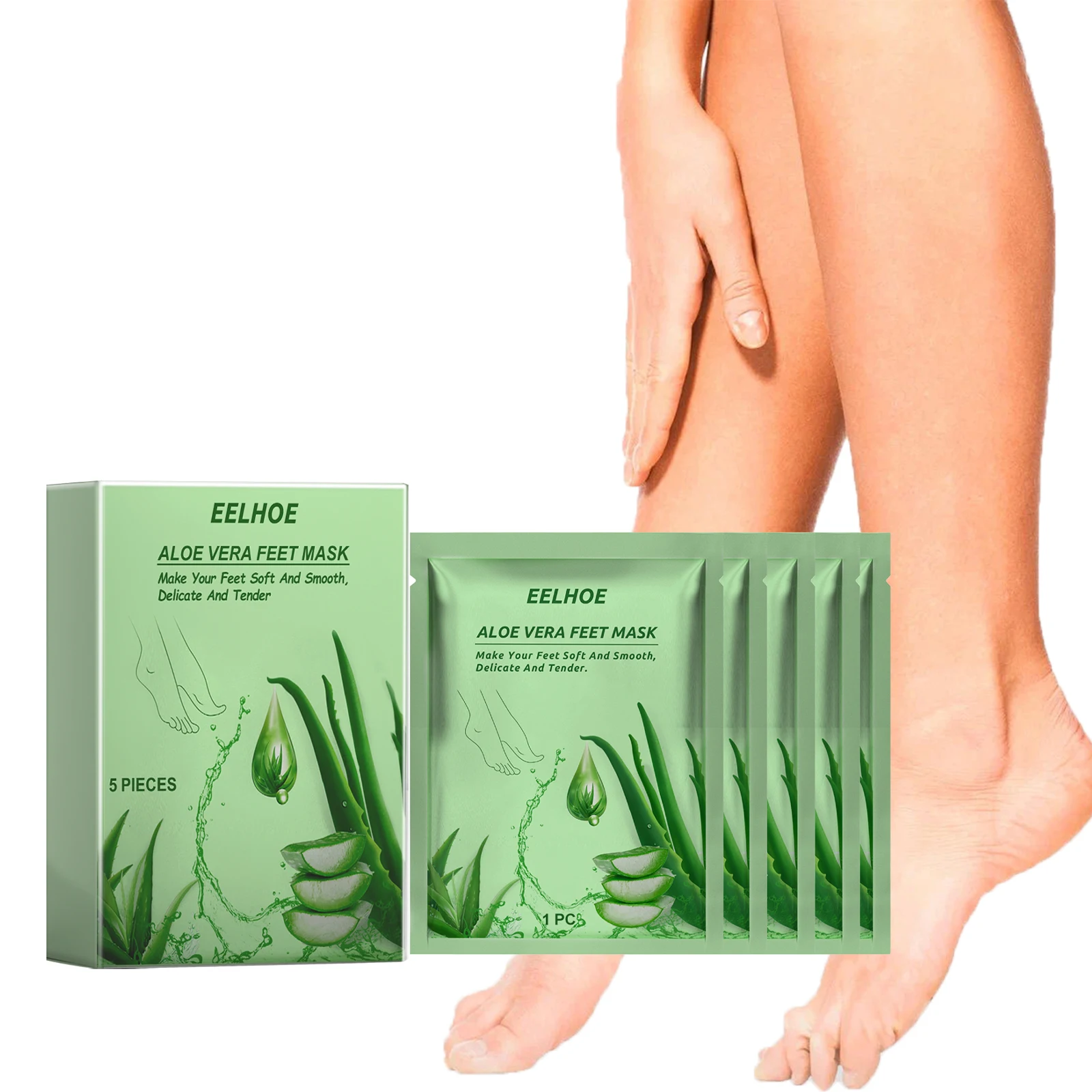 Aloe Vera Feet Mask Moisturizing Exfoliating Repair Damaged Skin Whitening Prevent Drying Cracking Anti Wrinkles Foot Mask 5pcs