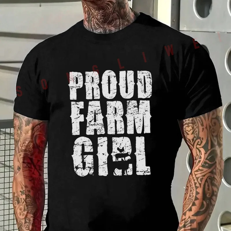 

2026 Casual T-shirt Proud Farm Girl Graphic Motorcycle Tshirt Mens Summer Cycling Sportswear Short Sleeve Top Tee