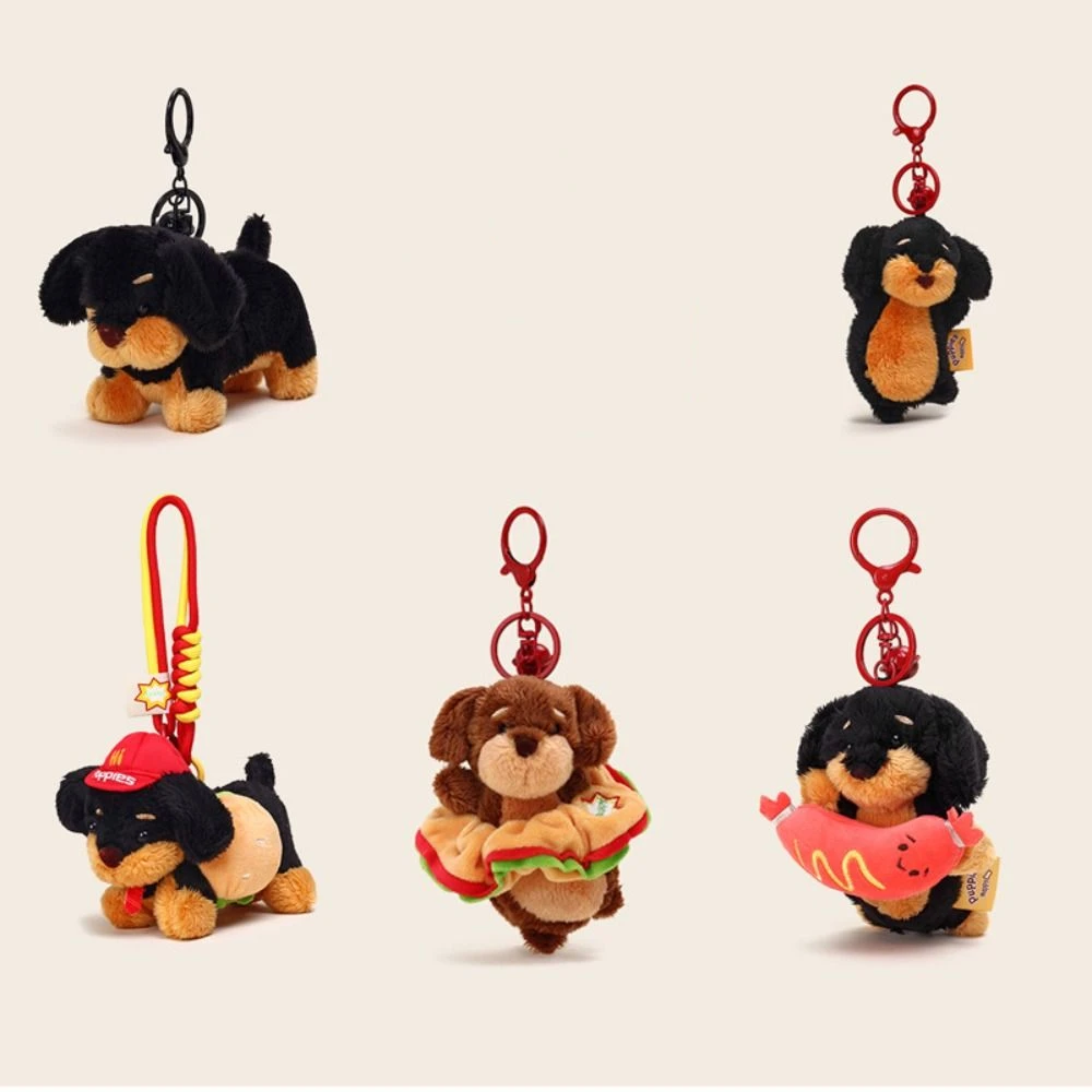Simpatico cucciolo peloso cane bassotto portachiavi portamonete creativo cucciolo peloso portachiavi borsa piccolo cane