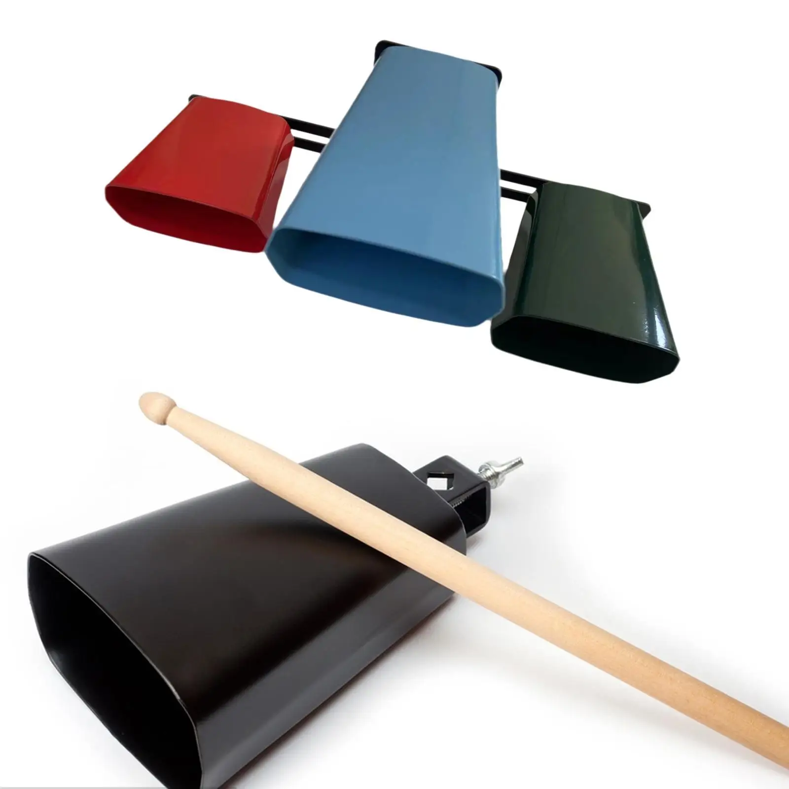 3 Colors Cowbell Noisemaker Sturdy with Mount Drum Accessories for Competitive Sports Concerts Bands Family Gatherings