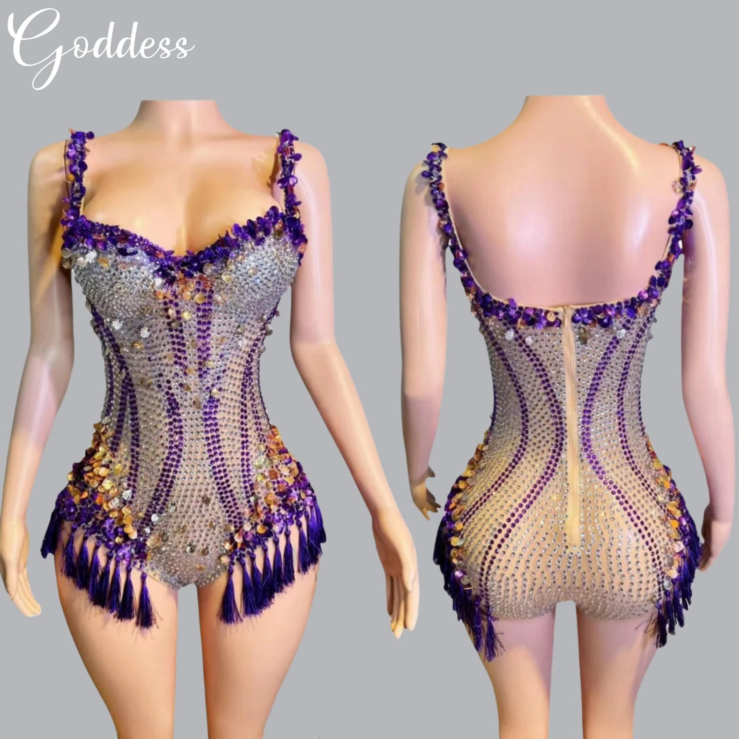 

Sparkly Colored Sequins Fringe Luxury Women's Sexy Dance Stretch Bodysuit Birthday Party Leotard Singer Nightclub Prom