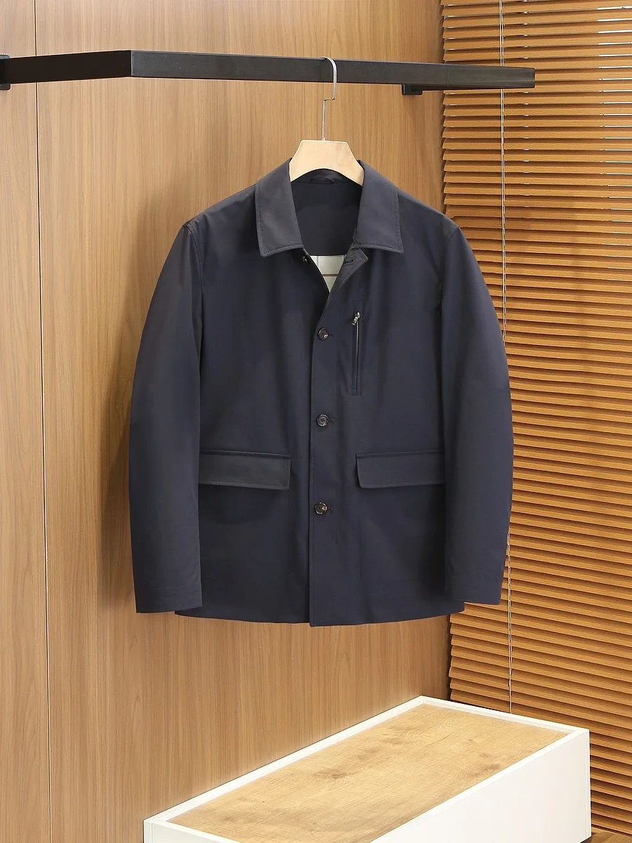 ntleman Early Spring Busin Sle Adstrative Jaet Men's Casual Outerwear Stand Collar Lapel Notched Lapel Coat