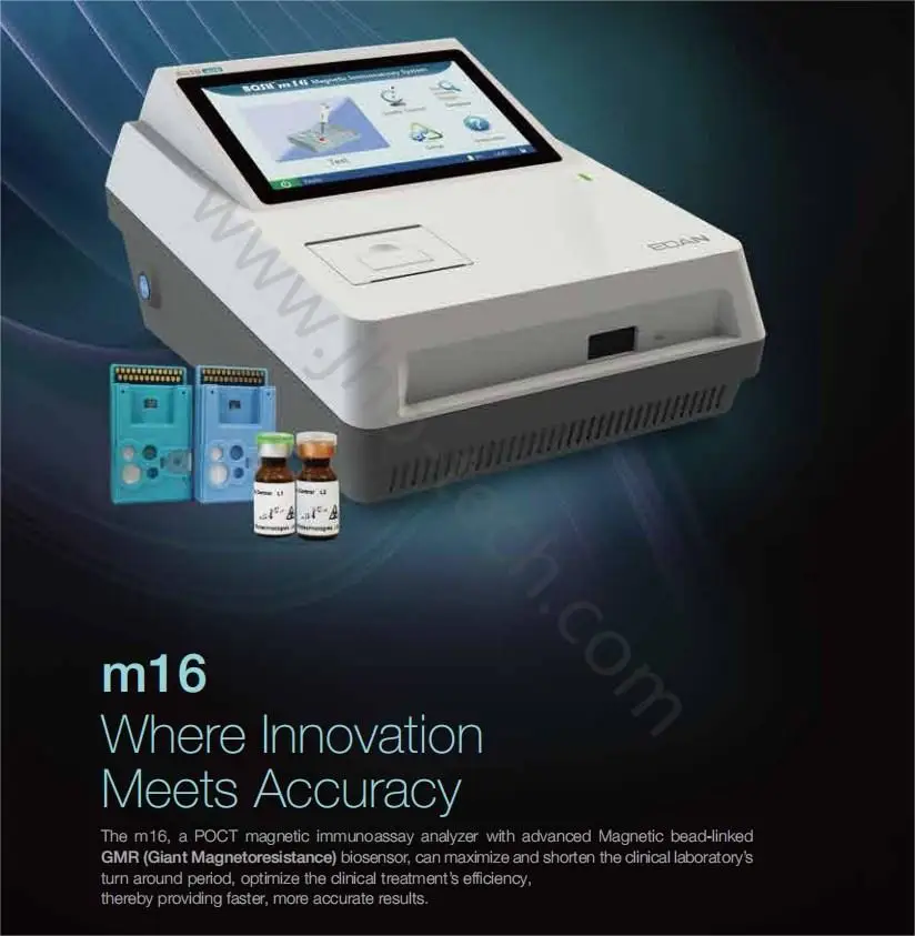 EDAN M16 Magnetic immunoassay analyzer with advanced magnetic bead-linked GMR machine  hs-cTnI PCT/CRP/SAA/IL-6 H-FABP