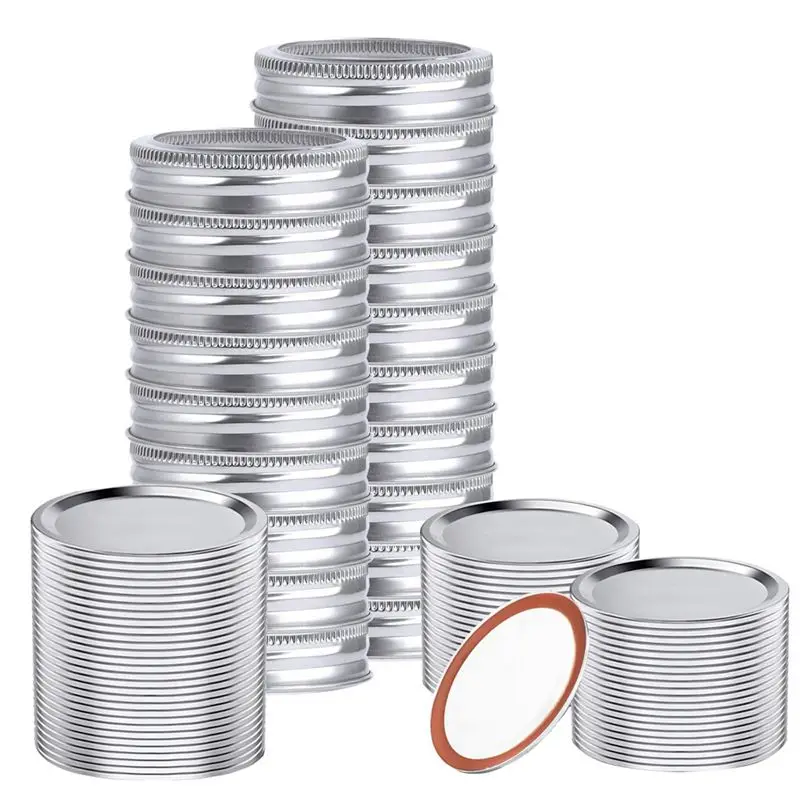 A27F-Canning Lids With Silicone Seals-Reusable Leakproof Wide Mouth Mason Jar Lids And Rings(48 PCS)